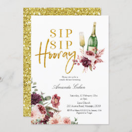 Invitación de Gold y Marsala Sip Sip Hooray