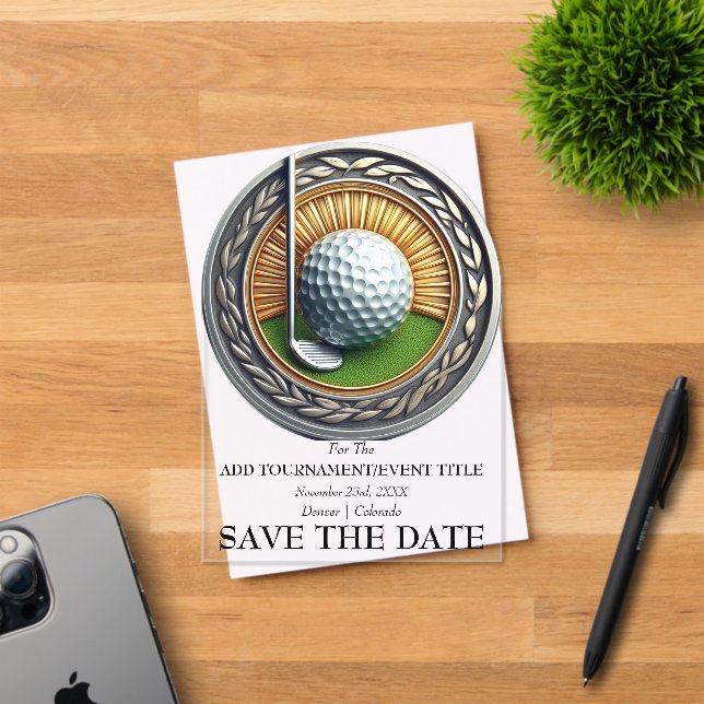 Invitación de Golf Acrílica para Guardar la Fecha (Insitu (Tarjeta de Invitación))