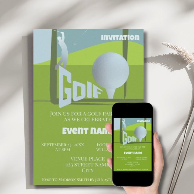 Invitación de golf evento par-tee golf (Subido por el creador)