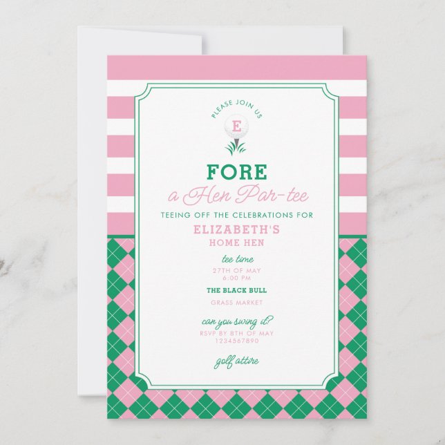 Invitación de Golf Hen Par-tee (Anverso)