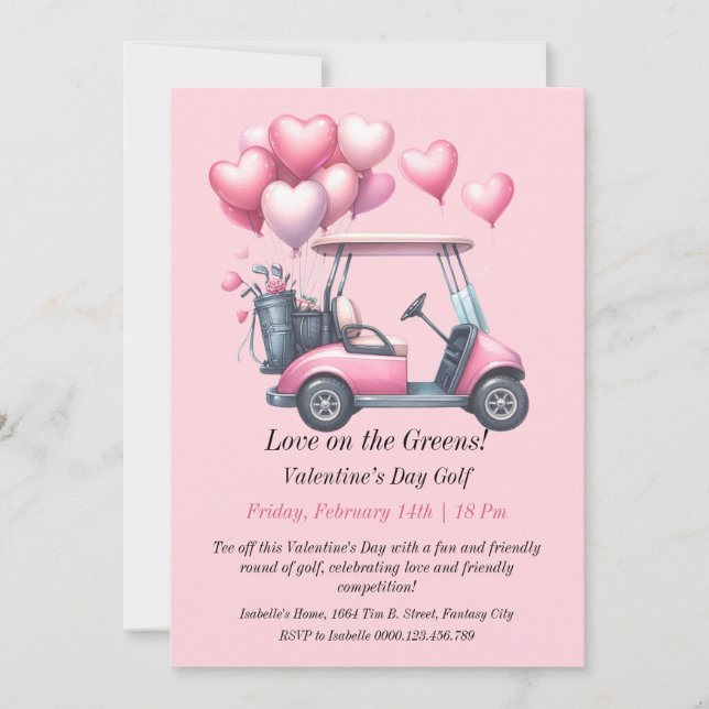 Invitación de golf personalizable para el Día de S (Anverso)