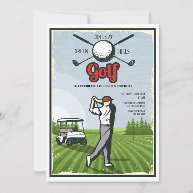 Invitación de Golf Retro (Anverso)