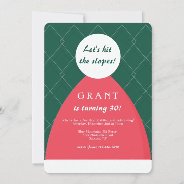 Invitación de Gorra de Esquí (Anverso)