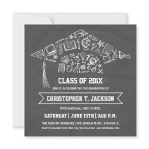 Invitación de gorra de graduación de pizarra con f