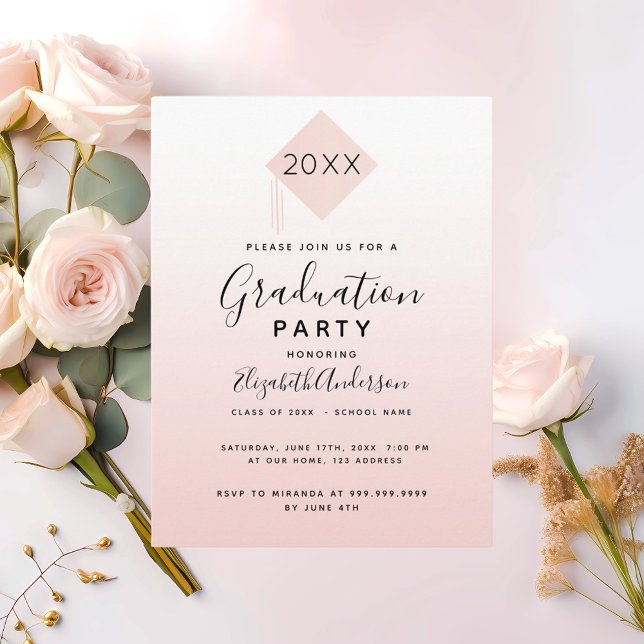 invitación de gorra rosa para fiesta de graduación (Subido por el creador)