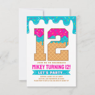 Invitación de goteo de helado de cumpleaños 12