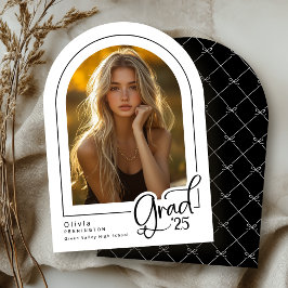 Invitación de Grad 2025 de foto moderna en blanco