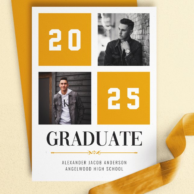 Invitación de grad de Collage de fotos amarillo mo (Subido por el creador)
