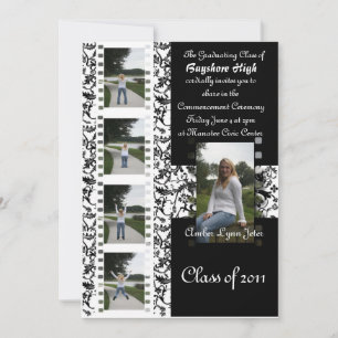 Invitación de grad de tira de película floral Dama