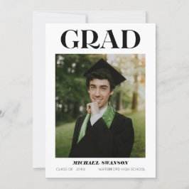 Invitación de Grad Minimalista negrita moderna