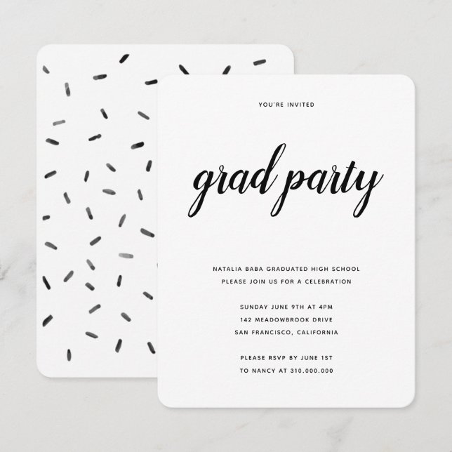 Invitación de Grad Party (Anverso / Reverso)
