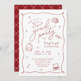 Invitación de Grad Party de Red White Retro