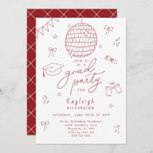 Invitación de Grad Party de Red White Retro