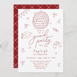 Invitación de Grad Party de Red White Retro