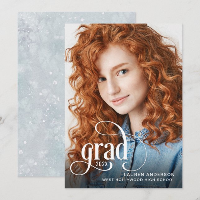 Invitación de Grad Trendy Photo Graduation (Anverso / Reverso)