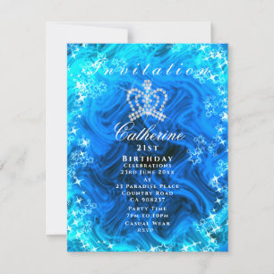 Invitación de gradiente de corona brillante Aqua
