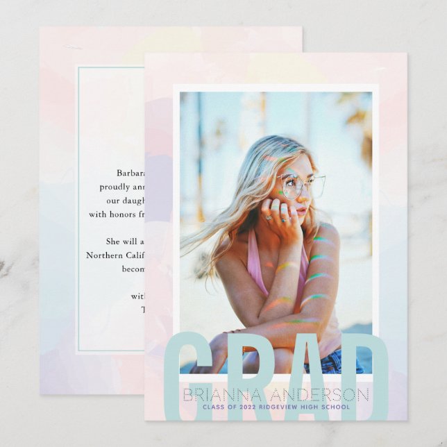 Invitación de Gradiente de Gradiente de Graduación (Anverso / Reverso)