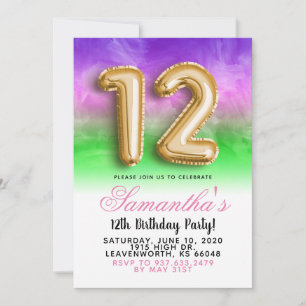 Invitación de gradiente para cumpleaños 12
