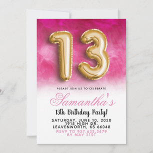 Invitación de gradiente para cumpleaños 13