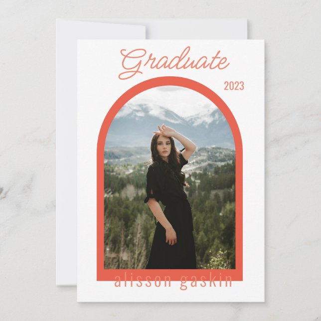 Invitación de grado de fotografía de arco moderno  (Anverso)