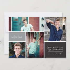 Invitación de Grado de fotos en bloques de color