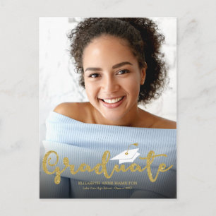 Invitación de grado de Purpurina de oro de secunda