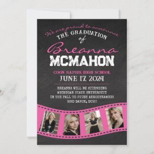 Invitación de Grado de tira de película rosa calie