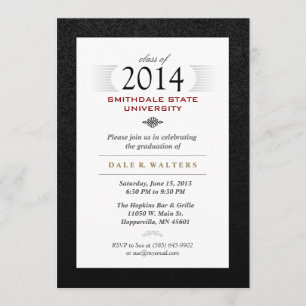 Invitación de Grado Formal Blanco y Rojo Negro