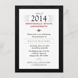 Invitación de Grado Formal Blanco y Rojo Negro