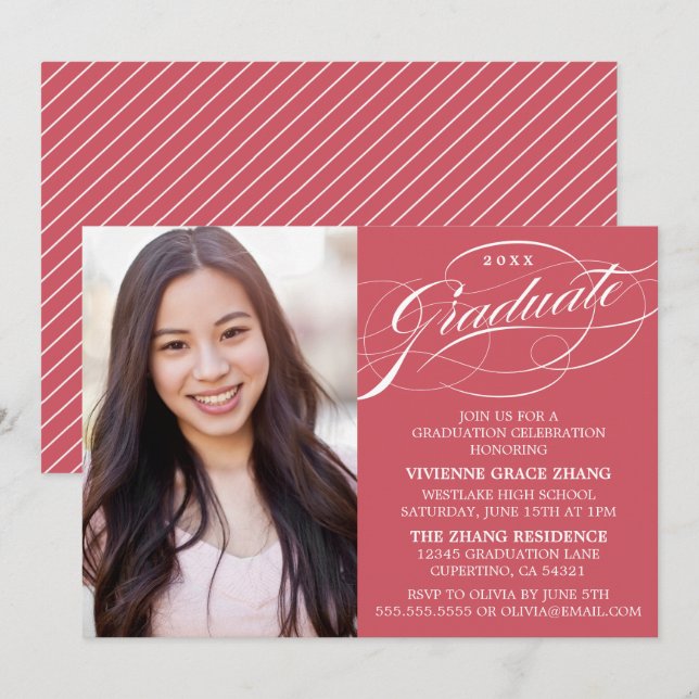 INVITACIÓN DE GRADO FORMAL ELEGANT SCRIPT PARA FIE (Anverso / Reverso)