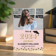 Invitación de Grado Rosado de Confetti con guión d