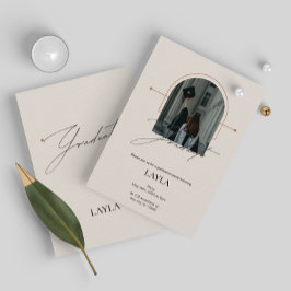 Invitación de graduación: 1 foto, color crema