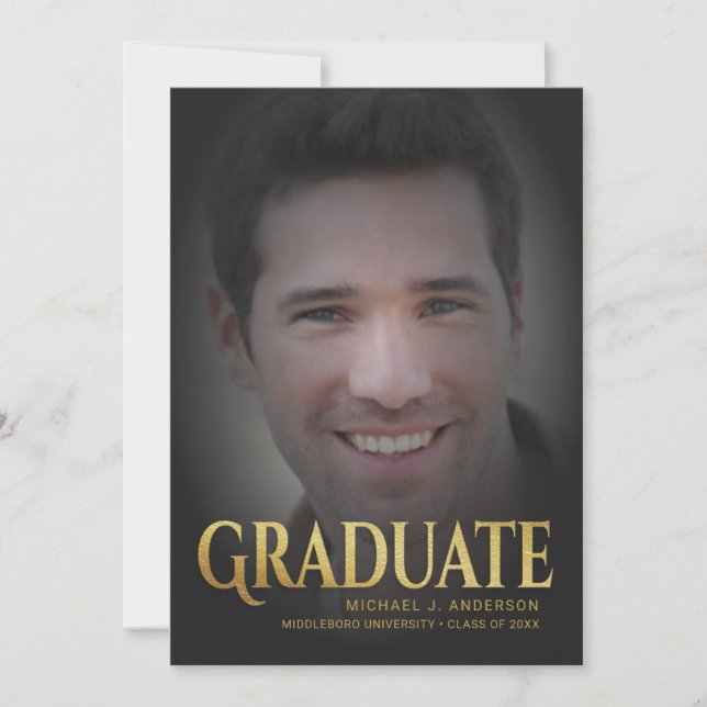 invitación de graduación 2017 Masculine Gold Texto (Anverso)