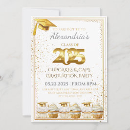 Invitación de graduación 2025 Cupcakes & Caps