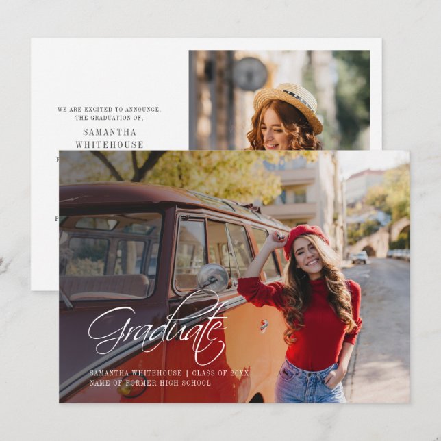 Invitación de Graduación 2025 de fotos de grado (Anverso / Reverso)