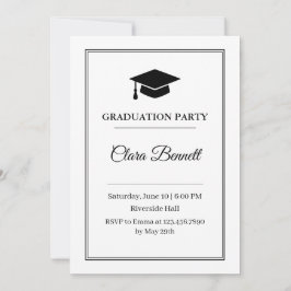 Invitación de Graduación 2026 Elegante en Negro y 