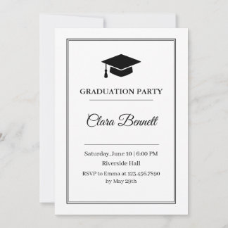 Invitación de Graduación 2026 Elegante en Negro y