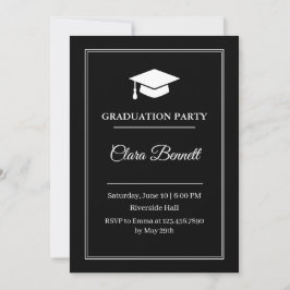 Invitación de graduación 2026 en negro y blanco mo