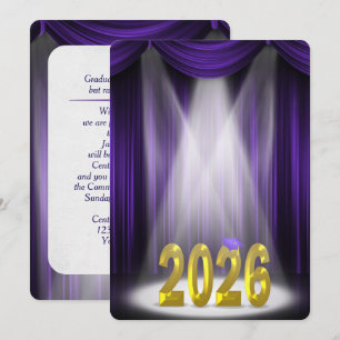 Invitación de Graduación 2026 Morado y Dorado