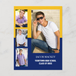 Invitación de graduación 4 Collage de fotos Oro Az