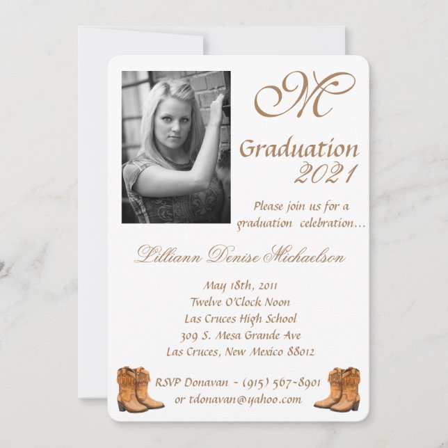 Invitación de graduación 5x7 Boda de campo de vera (Anverso)