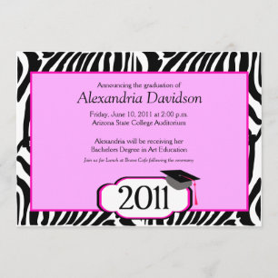 Invitación de Graduación 5x7 de Funky Zebra Stripe