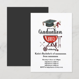 Invitación de graduación a barbacoa, fiesta de pos
