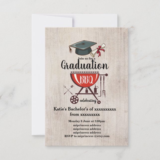 Invitación de graduación a barbacoa, invitación a  (Anverso)