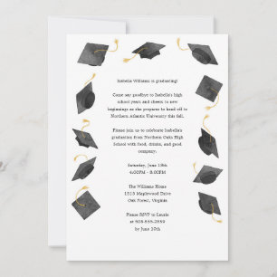 Invitación de graduación a fiesta de gorras de gra