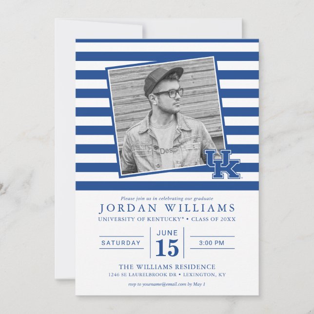 Invitación de graduación a rayas de Kentucky (Anverso)