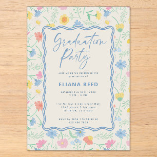 Invitación de Graduación Acrílica Floral de Flores