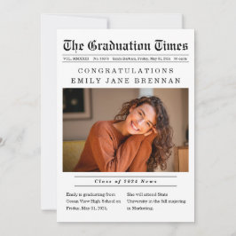 Invitación de graduación al estilo de un periódico