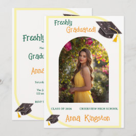 Invitación de graduación amarilla moderna