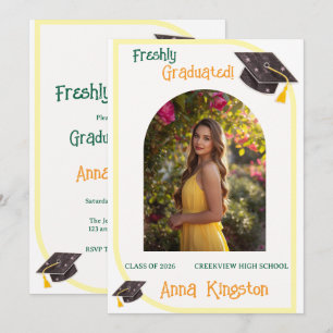 Invitación de graduación amarilla moderna